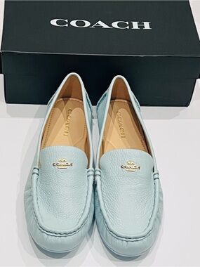 Nordstrom Coach Women’s Sea Mist Leather Marley Driver Loafers NWT